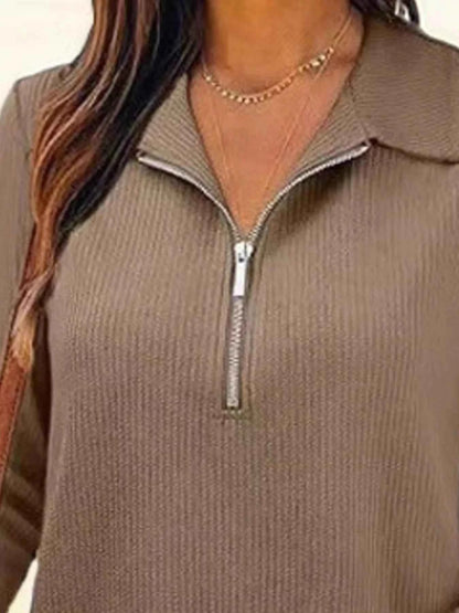 Half Zip Long Sleeve Knit Top