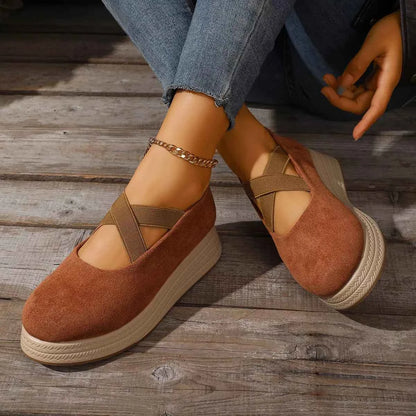 Crisscross Wedge Slip-Ons
