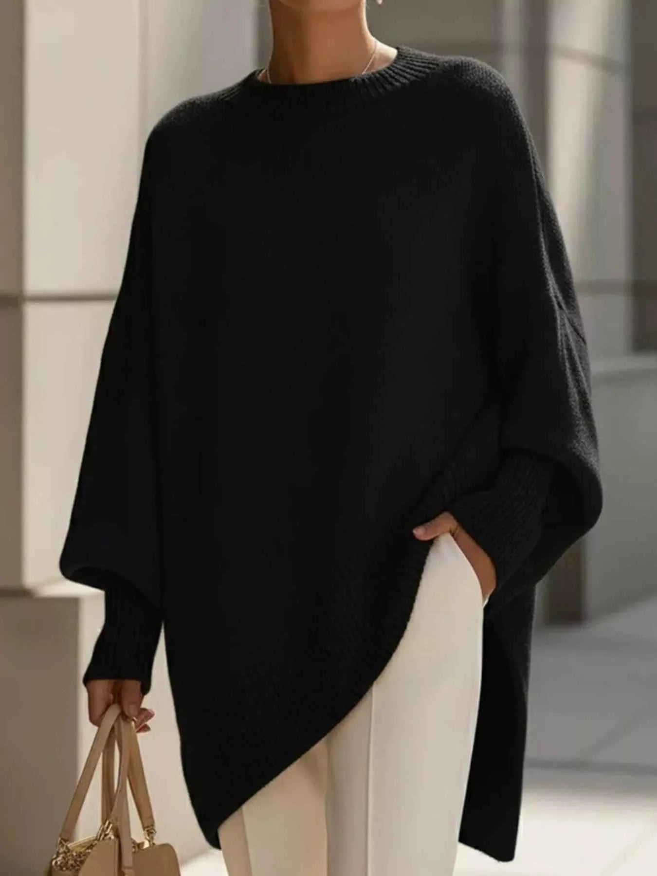 Oversized Batwing Sleeve Knit Sweater