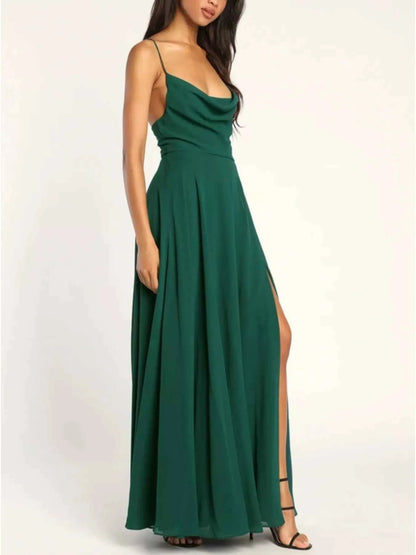 Slit Cowl Neck Maxi Dress