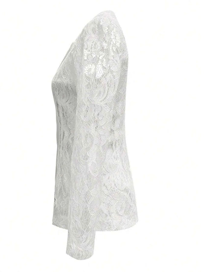 Floral Pattern Lace Single-Breasted Blazer