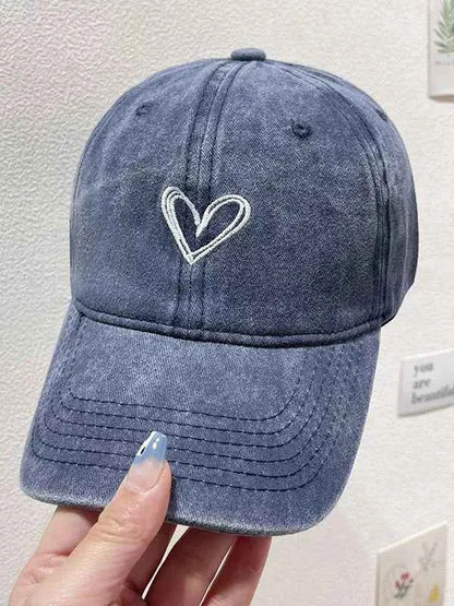 Washed Heart Embroidered Baseball Cap