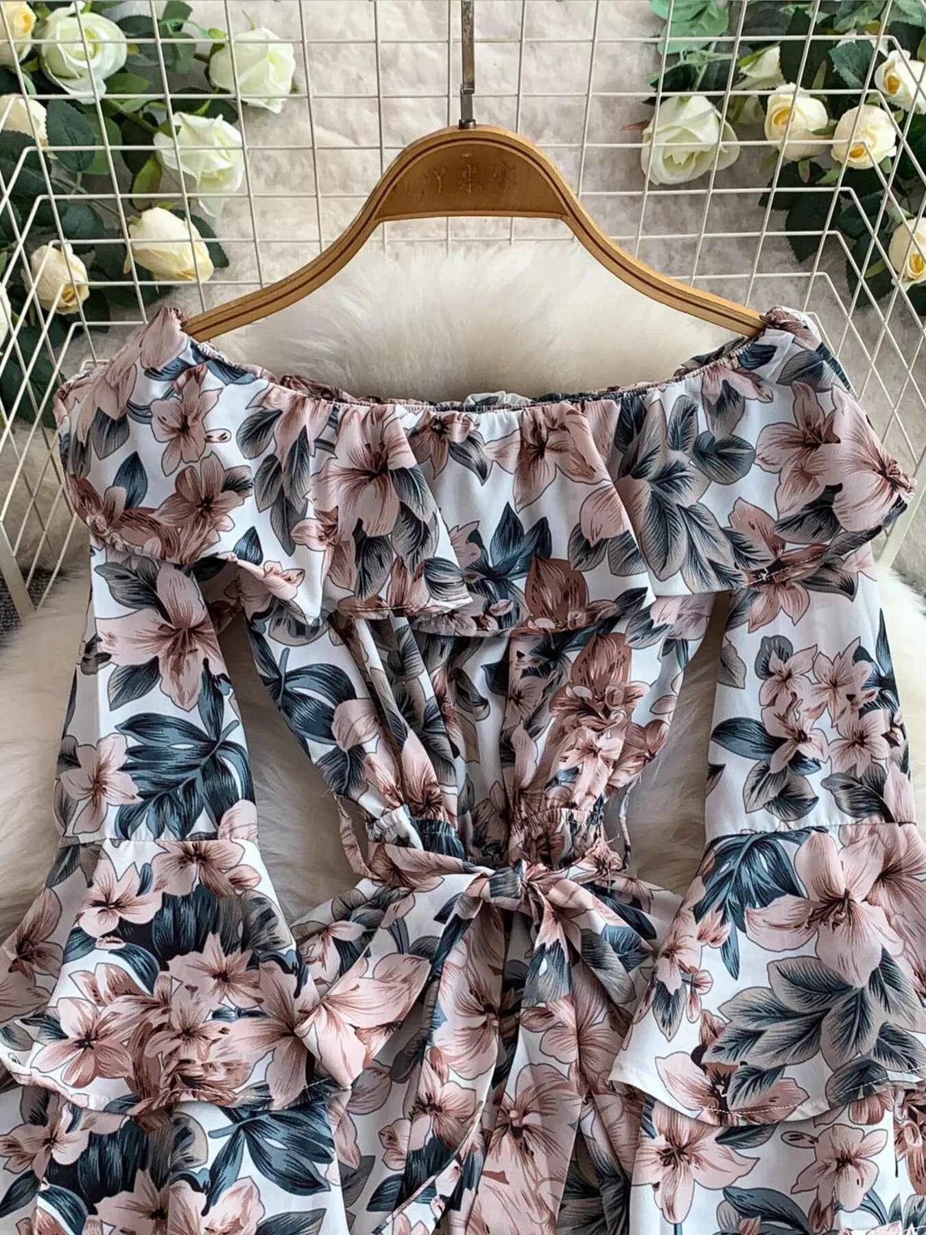 Off-Shoulder Flounce Sleeve Romper