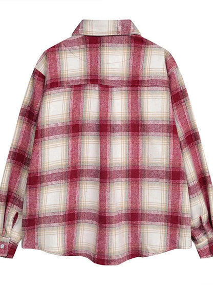 Men's Plaid Button Up Long Sleeve Jacket