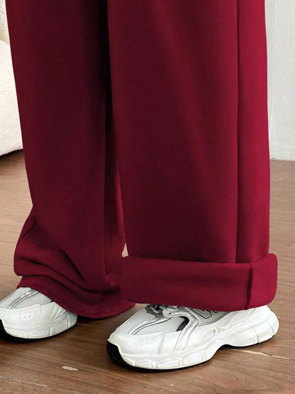 Casual Drawstring High Waist Wide Leg Sweatpants