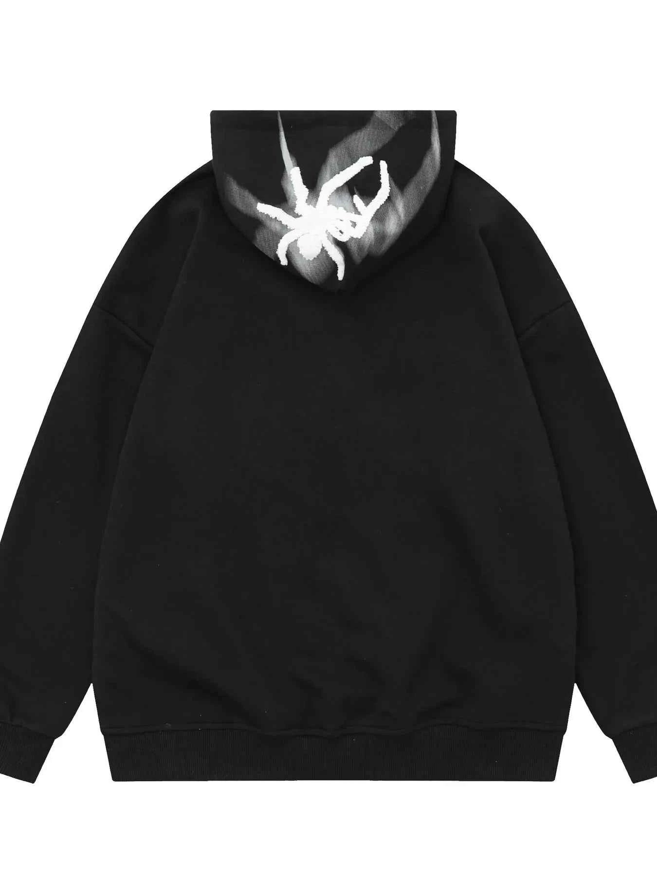 Men's Spider Graphic Oversized Hoodie with Side Button Details