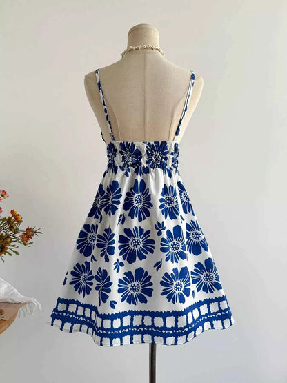 Floral Print V-Neck Mini Dress