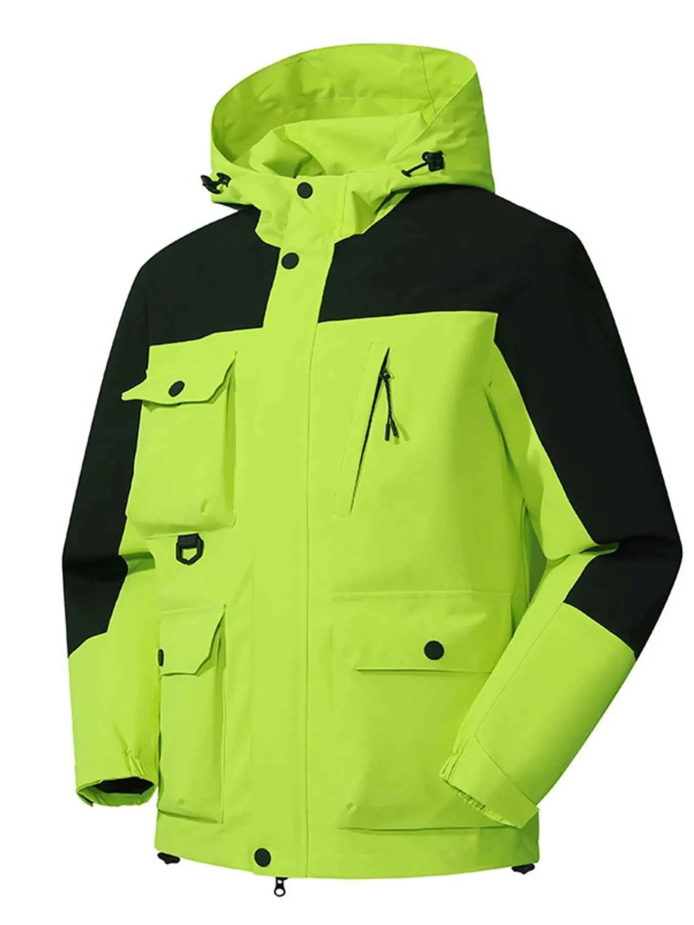 Men's Full Size Multi-Pocket Long Sleeve Hooded Jacket Plus Size