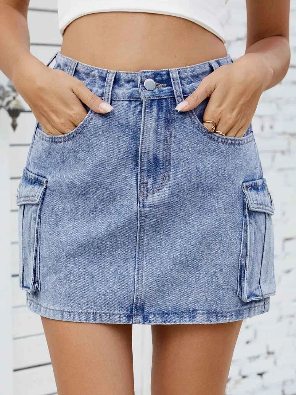 Cargo Denim Skirt