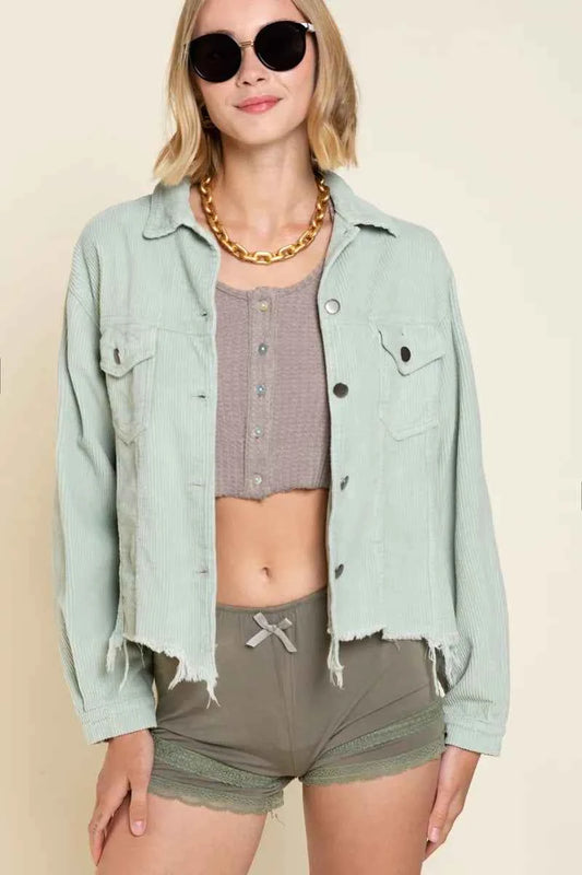 POL Button Down Corduroy Trucker Jacket