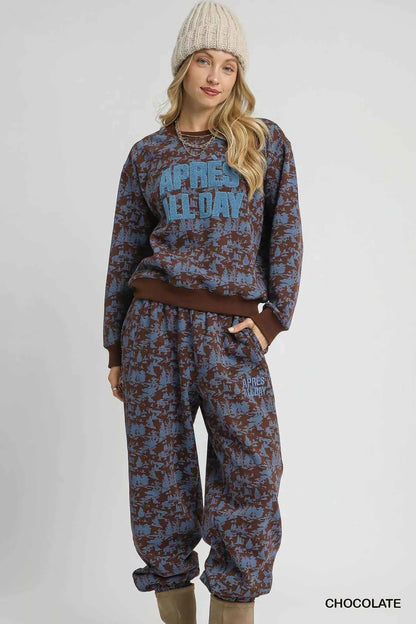 Umgee Scenic Print Casual Sweatpants