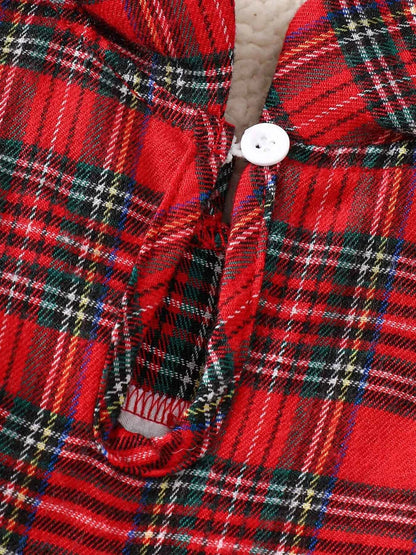 Children's Christmas Plaid Embroidered Smocked Dress