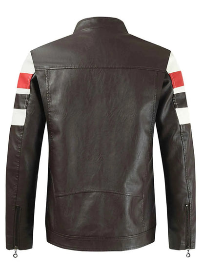 Men's Plus Size Contrast Zip Up Long Sleeve Jacket