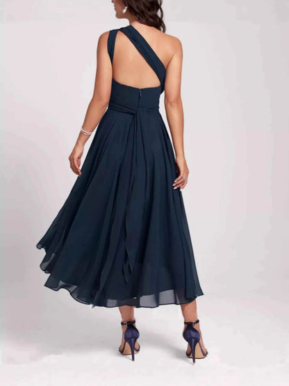 Ruched A-Line Midi Dress