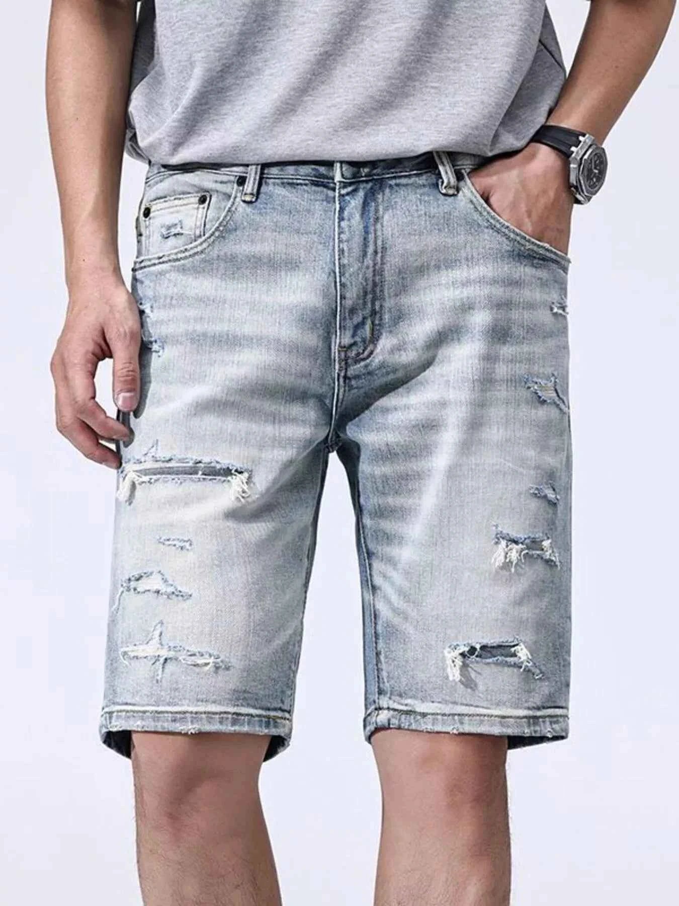 Men's Distressed Denim Shorts