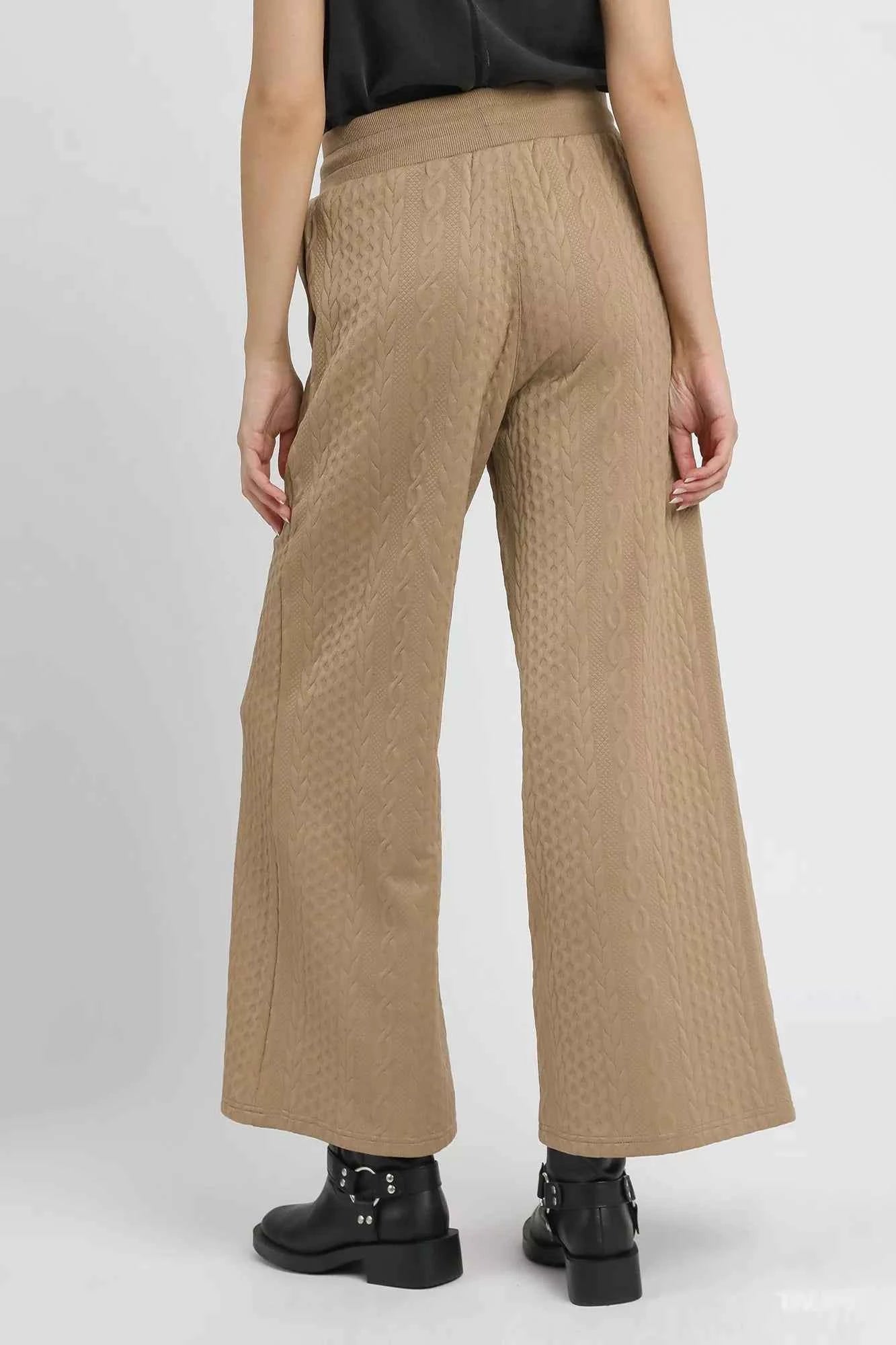 Umgee Cable Knit Textured Wide Leg Pants