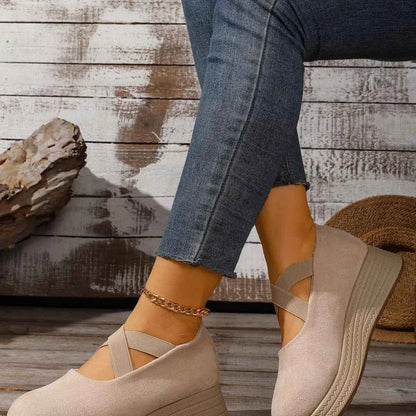 Crisscross Wedge Slip-Ons