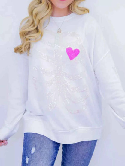 Full Size Halloween Round Neck Long Sleeve Sweatshirt Plus Size
