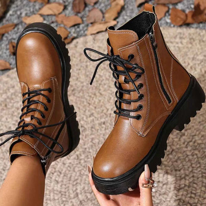 Round Toe Block Heels Boots