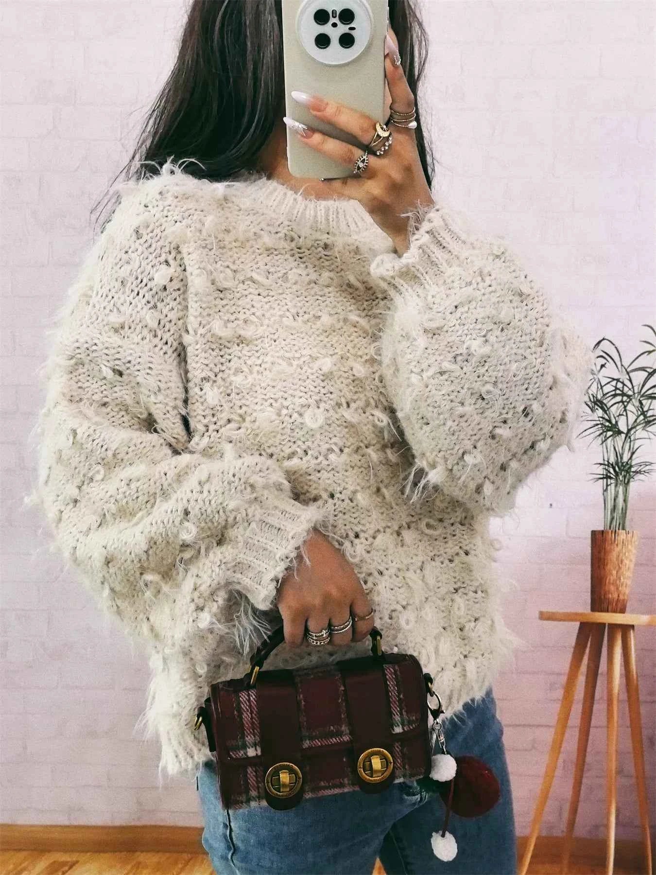 Chunky Round Neck Long Sleeve Sweater