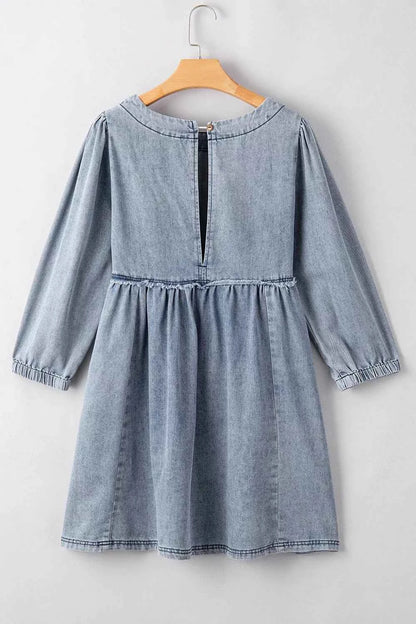 Vintage Wash Denim Dress with Pockets