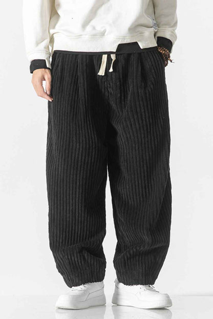 Men's Plus Size Corduroy Wide Leg Casual Pants