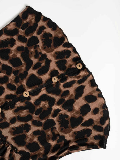 Leopard Print Button-Down Top
