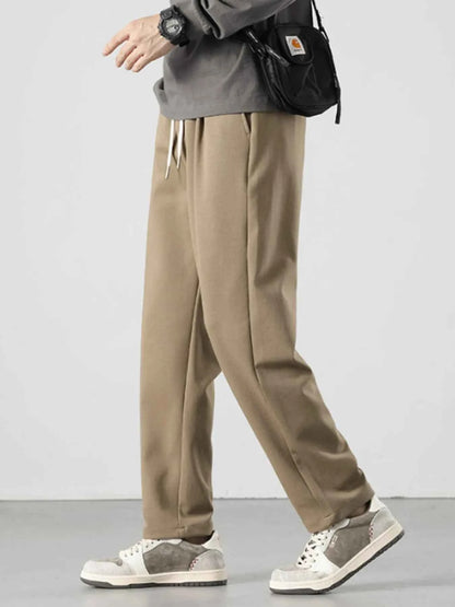 Men's Full Size Drawstring Track Pants with Relaxed Fit Plus Size