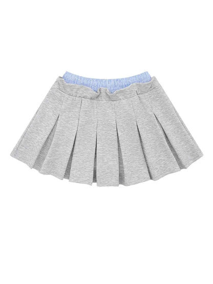 Drawstring Pleated Mini Skirt