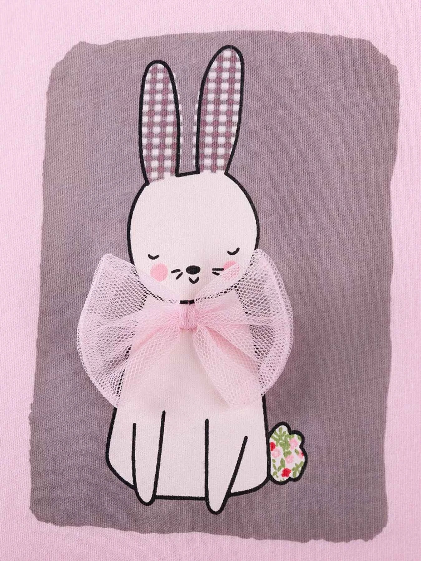 Children's Bunny Round Neck Top and Shorts Set