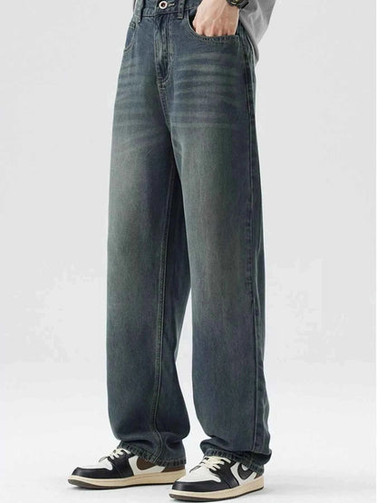 Men's Washed Wide Leg Relaxed Fit Jeans