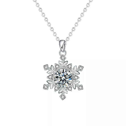 1 Carat Moissanite 925 Sterling Silver Snowflake Pendant Necklace