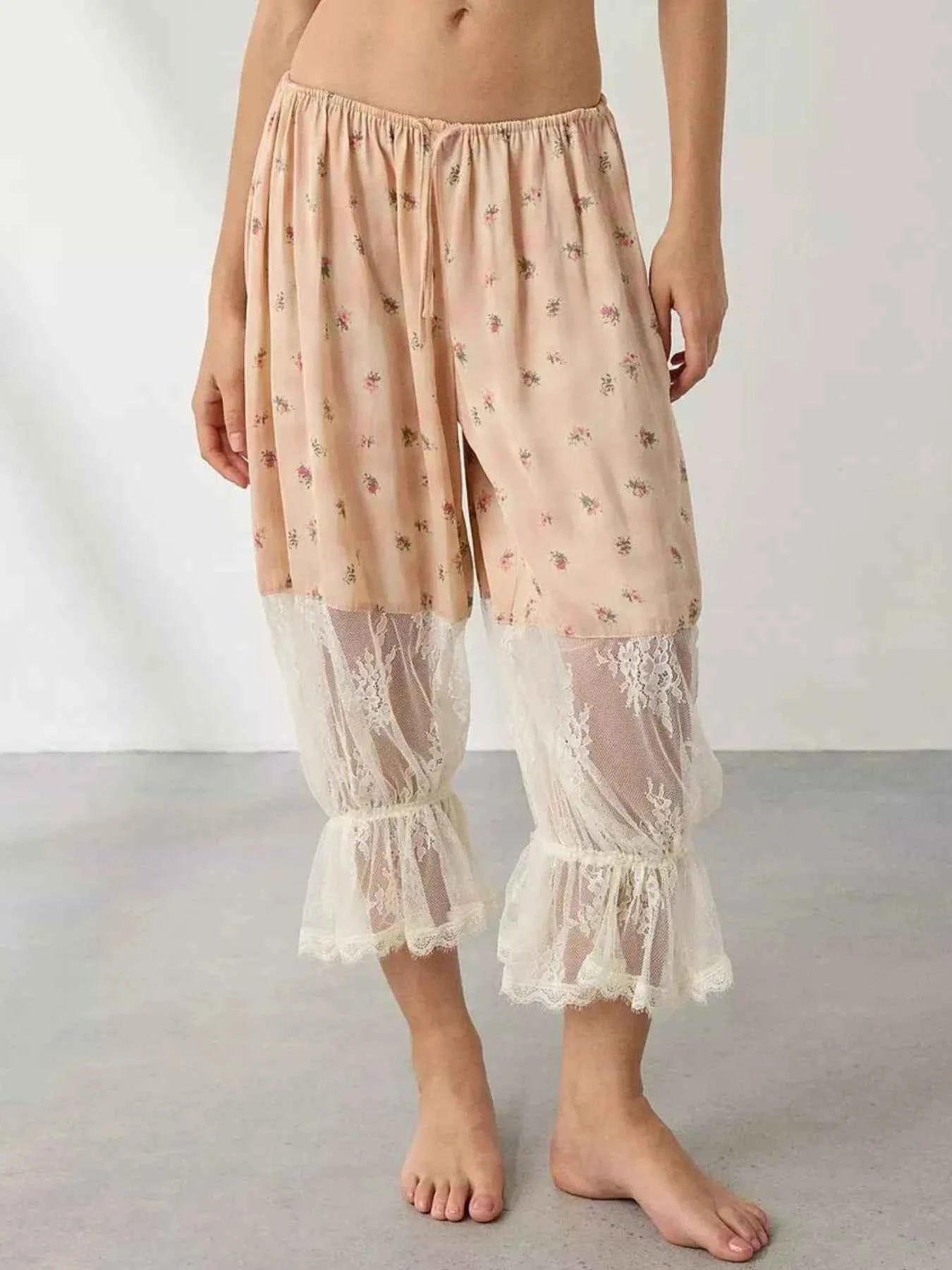 Floral Lace Patchwork Pants