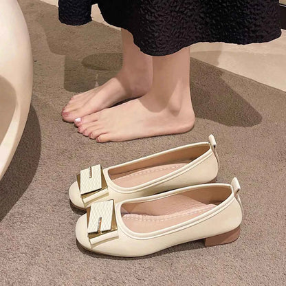 Round Toe Block Heels Slip-Ons