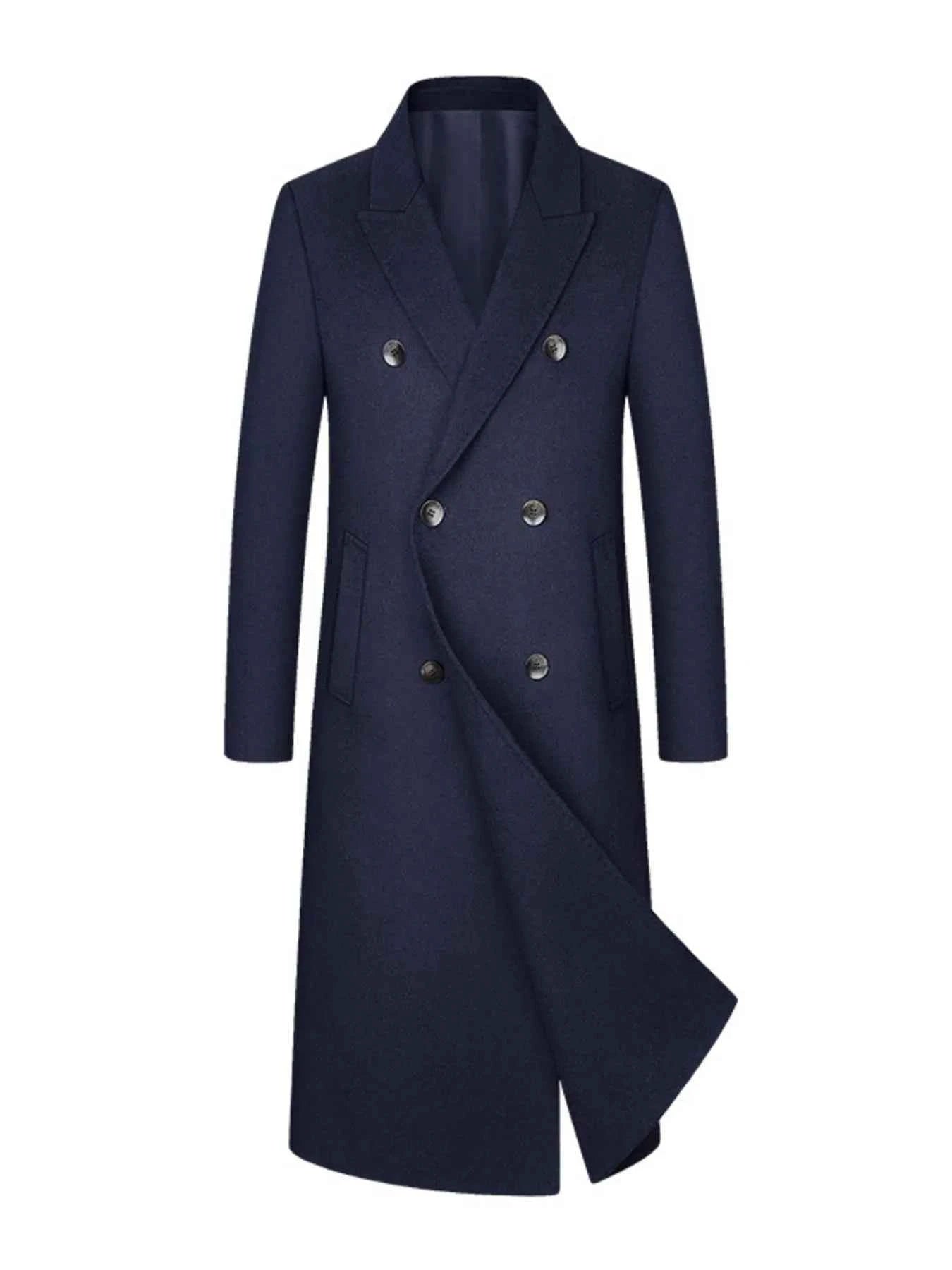 Men's Plus Size Double-Breasted Longline Coat