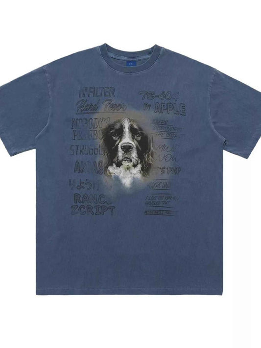 Men's Dog Graphic Short Sleeve Oversized T-Shirt