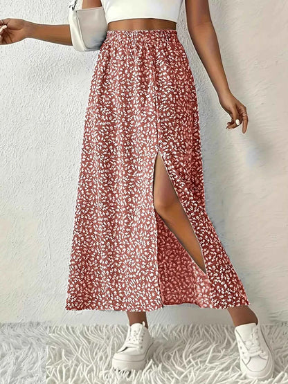 Slit Printed Skirt