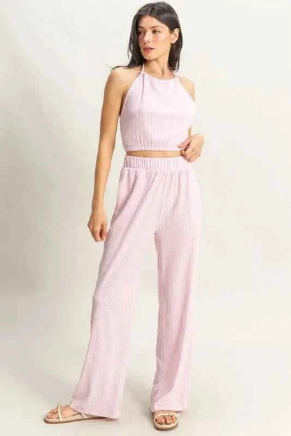 HYFVE Striped Halter Neck Top and Pants Set