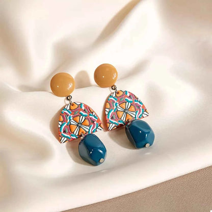 Geometric Pattern Drop Earrings