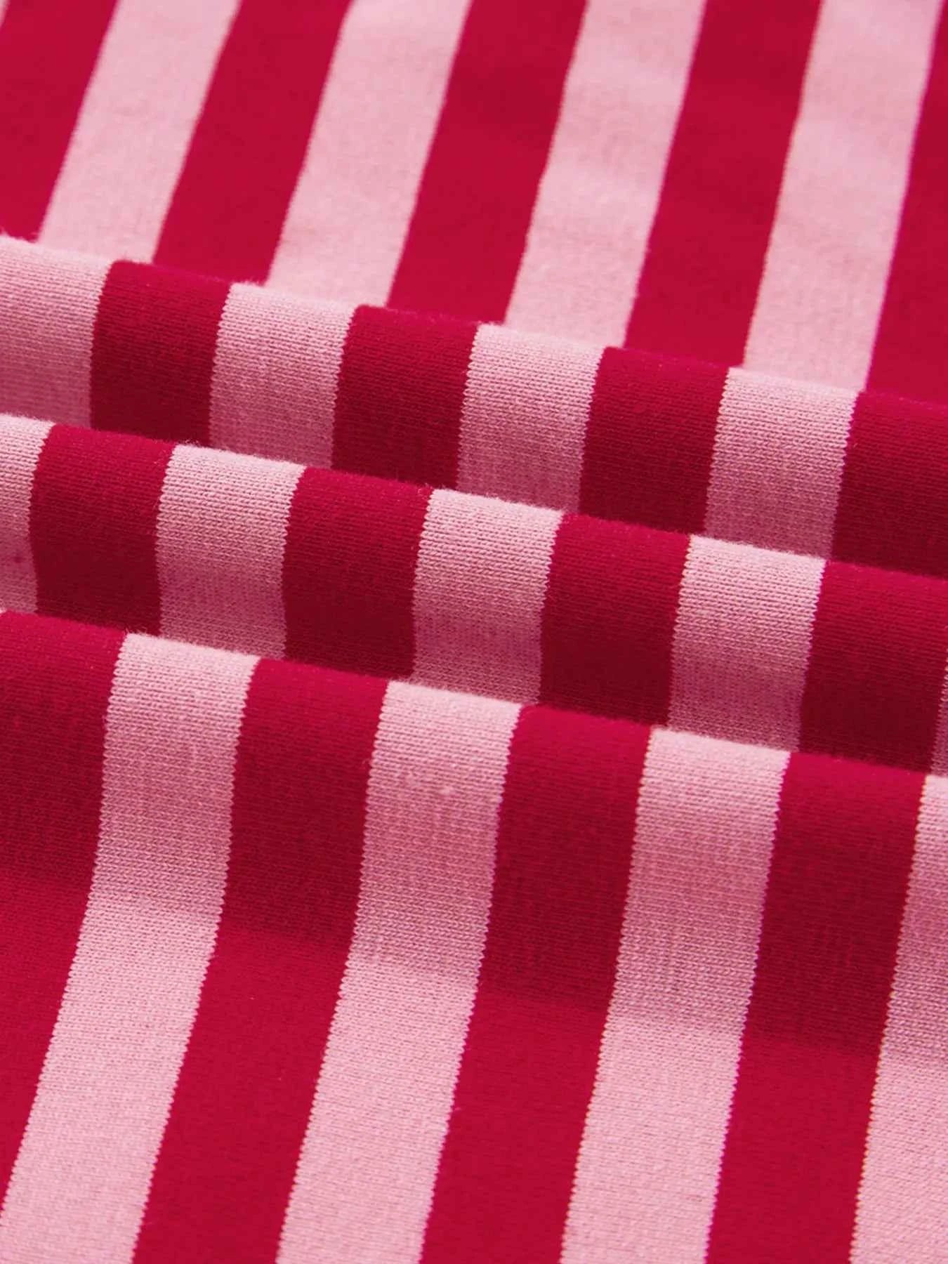 Contrast Striped Drop Shoulder V Neck Top