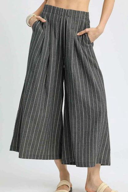 Umgee Pinstripe Crop Palazzo Pants