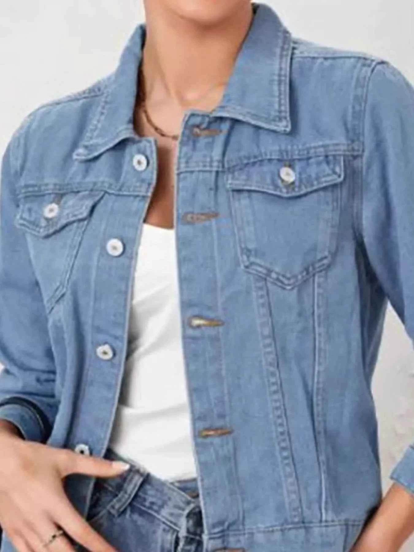 Button Up Long Sleeve Denim Jacket