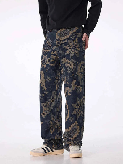 Men's Printed Wide Leg Cargo Pants