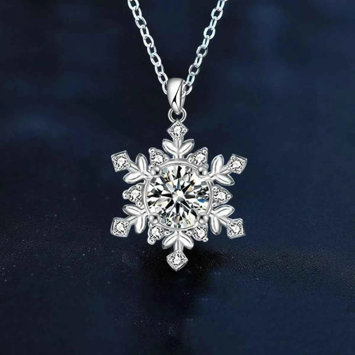 1 Carat Moissanite 925 Sterling Silver Snowflake Pendant Necklace