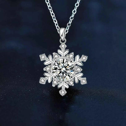 1 Carat Moissanite 925 Sterling Silver Snowflake Pendant Necklace
