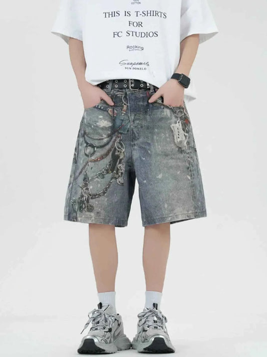 Men's Full Size Loose Fit Denim Shorts Plus Size