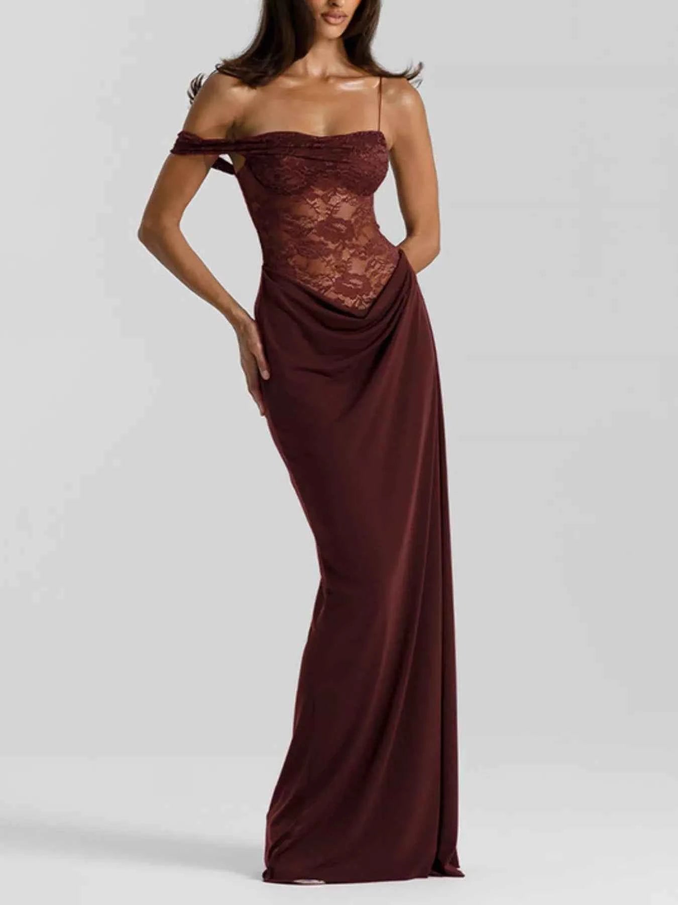 Split Lace Bodice Maxi Dress