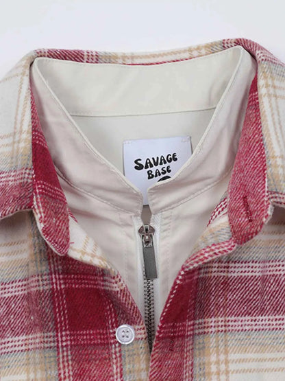 Men's Plaid Button Up Long Sleeve Jacket