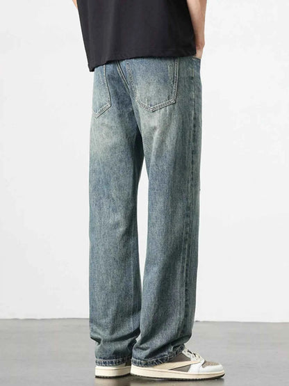 Men's Washed Wide Leg Jeans