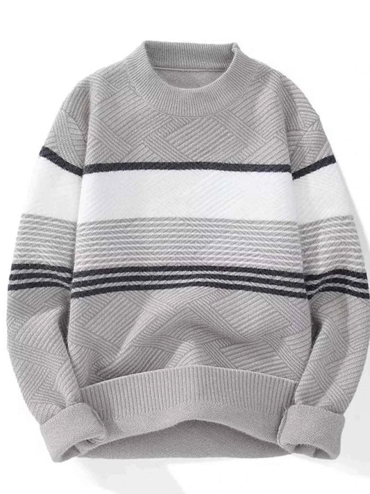 Men's Plus Size Color Block Long Sleeve Sweater
